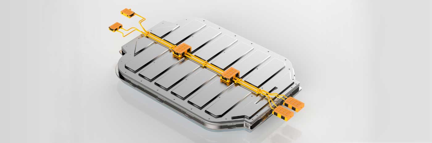 Lithium-Ionen-Beutelzellen Modul eines Elektrofahrzeugs.